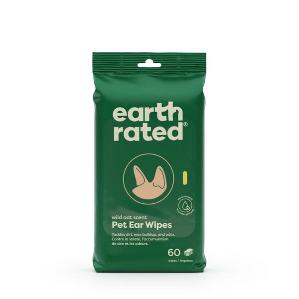 Earth Rated Wild Oat Scent Ear Wipes 5x5 inches 60PK