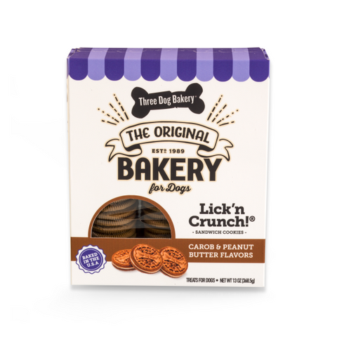THREE DOG BAKERY CLASSIC CREMES CAROB WITH PEANUT BUTTER FILLING