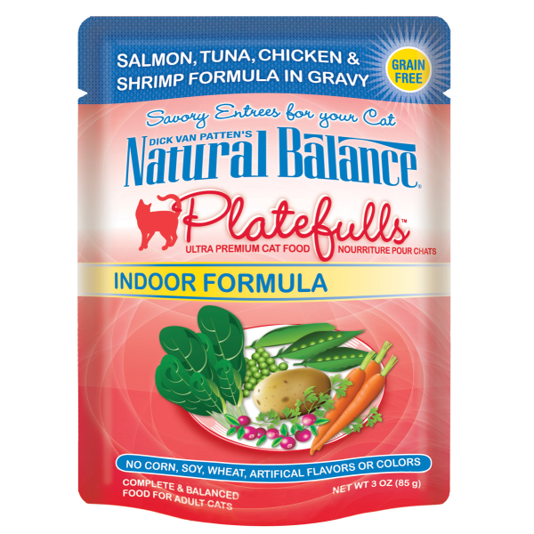 NATURAL BALANCE POUCH: SALMON TUNA CHICKEN & SHIRIMP IN GRAVY 3 OZ
