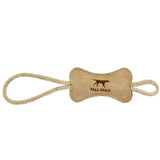TALL TAILS : BONE NATURAL LEATHER DOG TUG TOY