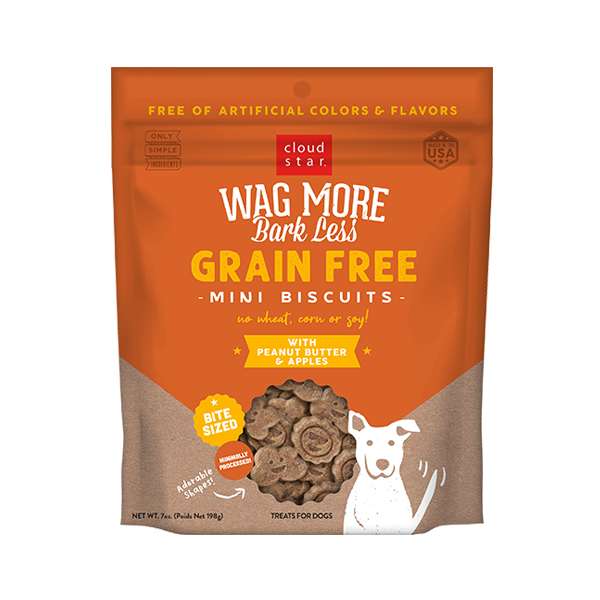 Cloud Star Wag More Bark Less Mini Biscuits - Peanut Butter & Apples 7 oz