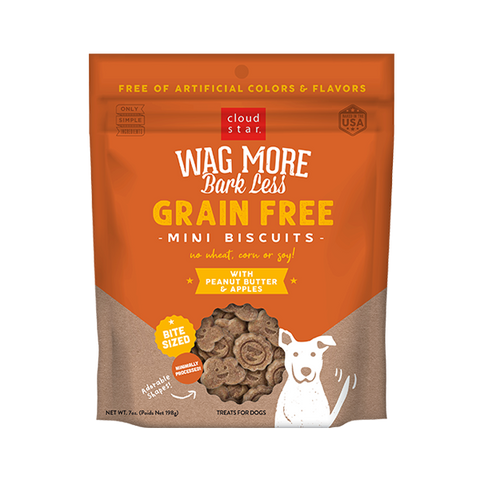 Cloud Star Wag More Bark Less Mini Biscuits - Peanut Butter & Apples 7 oz