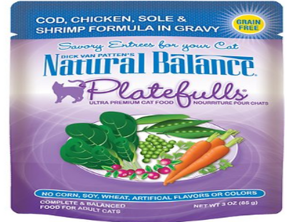 NATURAL BALANCE POUCH: COD, CHICKEN, SOLE & SHRIMP IN GRAVY 3 OZ