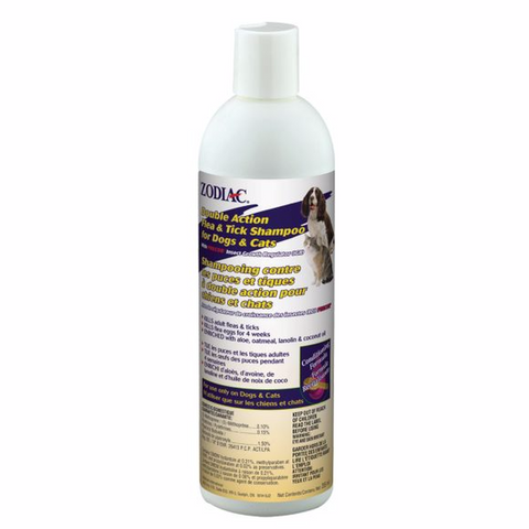 ZODIAC DOUBLE ACTION FLEA & TICK SHAMPOO FOR DOGS & CATS 355ML
