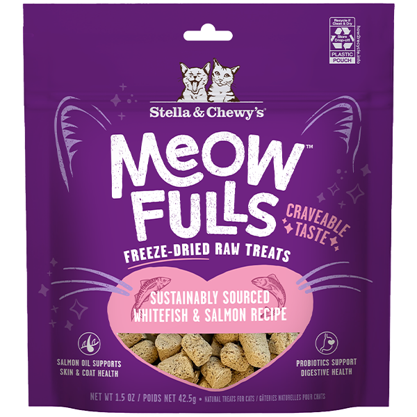 Stella&Chewys Cat Treats Meowfulls Whitefish & Salmon 1.5 oz