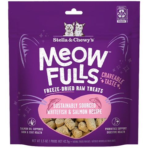 Stella&Chewys Cat Treats Meowfulls Whitefish & Salmon 1.5 oz