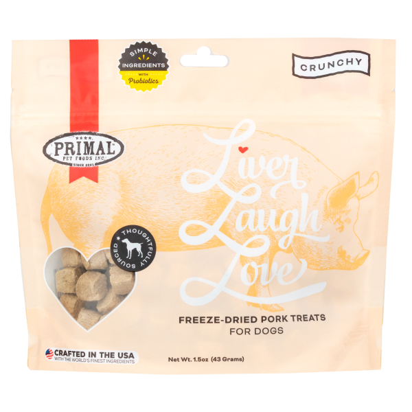Primal Dog Treats Liver Laugh Love Simply Pork 1.5oz
