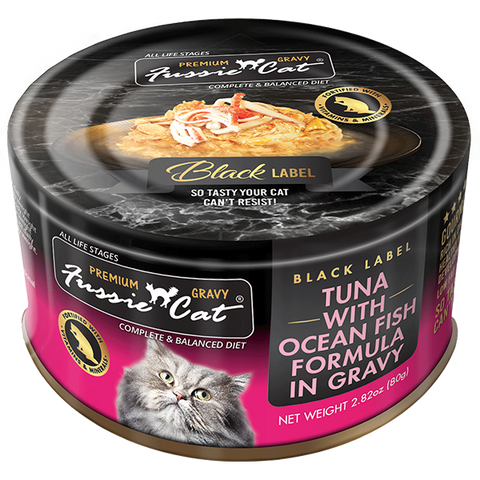 Fussie Cat Black Label Tuna w/Oceanfish in Gravy 24/2.82oz