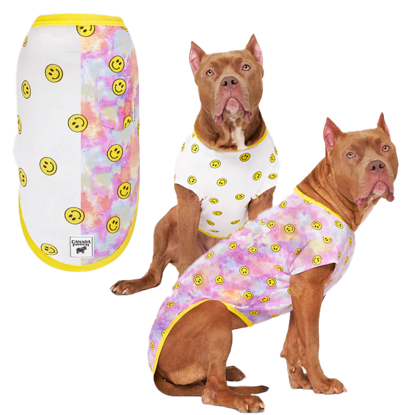 Canada Pooch Follow Me Tee UV Reveal Tie Dye Smiley Size 24