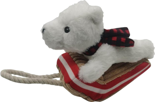 TALL TAILS 8" Polar Bear Sled Tug Red Toy