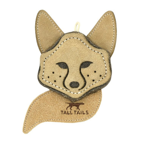 TALL TAILS 4" Natural Leather Fox Toy - NATURAL