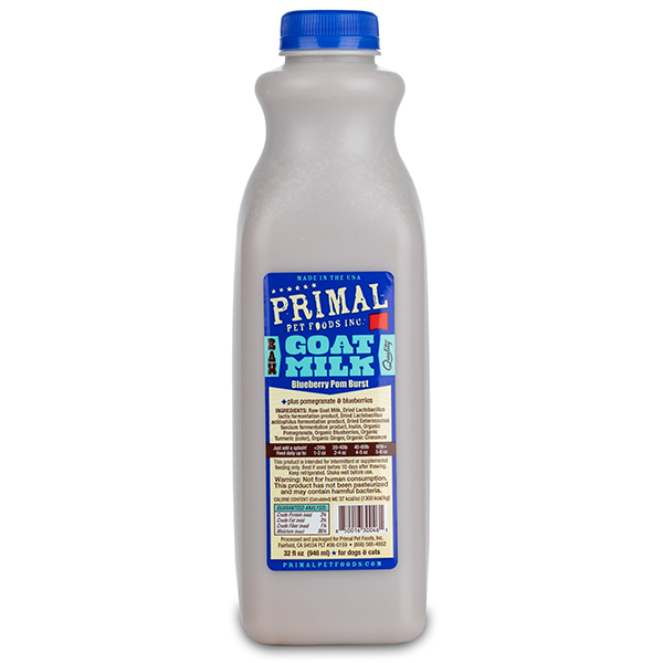 Primal Dog/Cat Frozen Raw Goat Milk BlubryPomBrst Quart/32oz