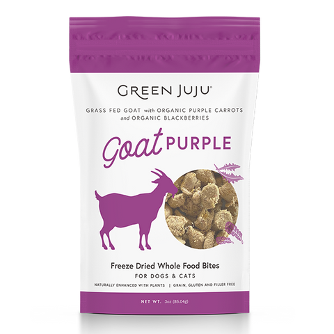 Green Juju Dog/Cat FD Whole Food Bites Goat Purple 3 oz