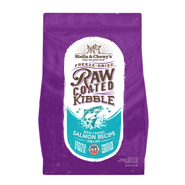 Stella&Chewys Cat RawCoated Kibble GF WildCaught Salmn 2.5lb