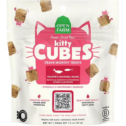 Open Farm Cat Treats Kitty Cubes Salmon & Mackerel 1.5oz