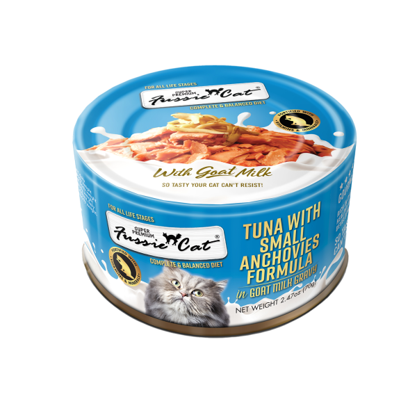 Fussie Cat Premium Tuna w/Small Anchovies in Goats Milk 2.4oz