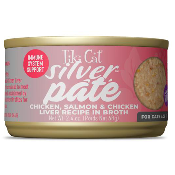 Tiki Cat Silver Pate Chicken/Salmon 12/2.4 oz
