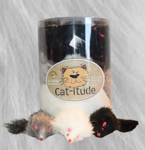 3” Large Real Fur Mouse w Rattle (each)