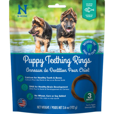N-BONE Puppy Teething Rings Salmon Flavor 3ct/102g