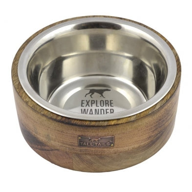 TALL TAILS Designer Bowl/Stainless Steel & Wood Combo