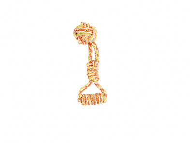 BUDZ Dog Toy Rope Monkey's Fist wHandle ORANGE-YELLOW 13.5"