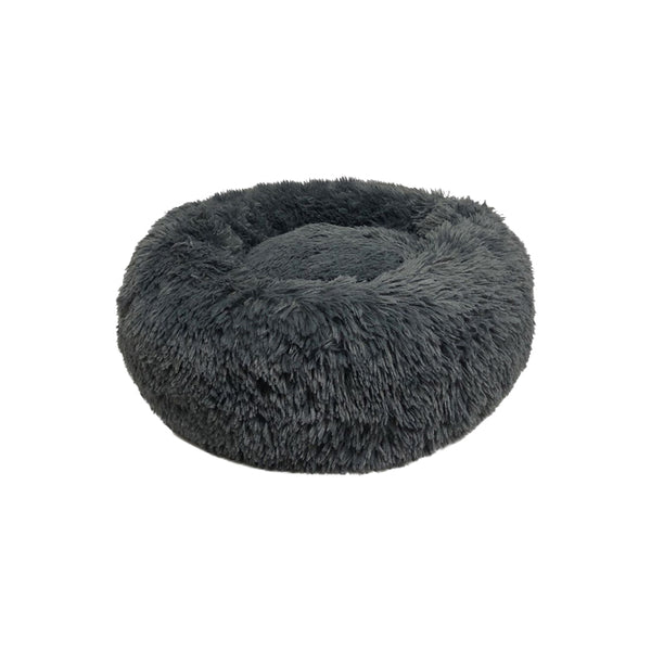 Round Luxury Plush Pet Bed - Dark Grey