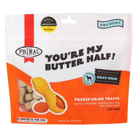 Primal Dog Treats You're My Butter Half Chk&PB w/GoatMlk 2oz
