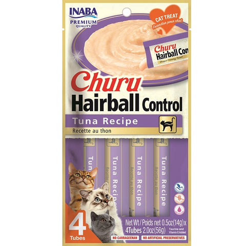 INABA Churu Puree Hairball Tuna 4pk 2oz