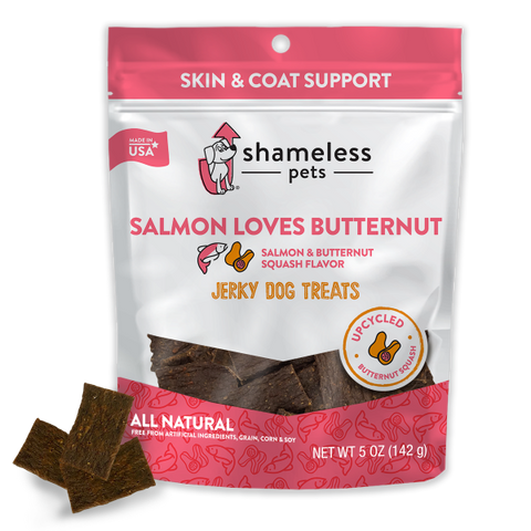 Shameless Pets Dog Jerky Treats Salmon Says Butternut 5 oz