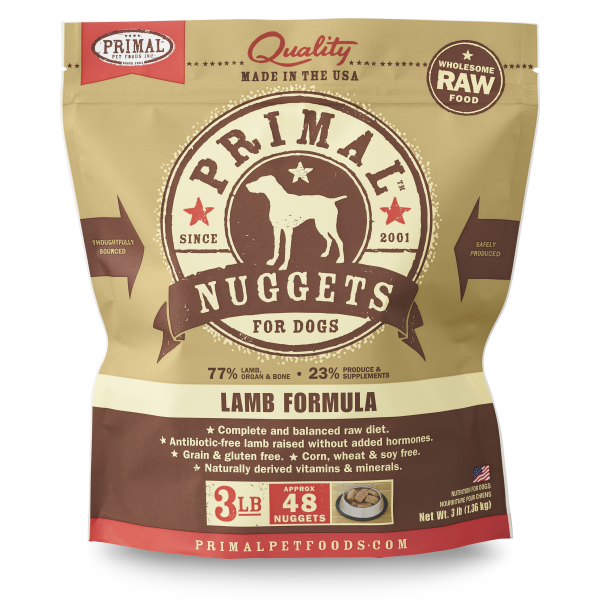 Primal Dog Frozen Raw Lamb Nuggets 3 lb