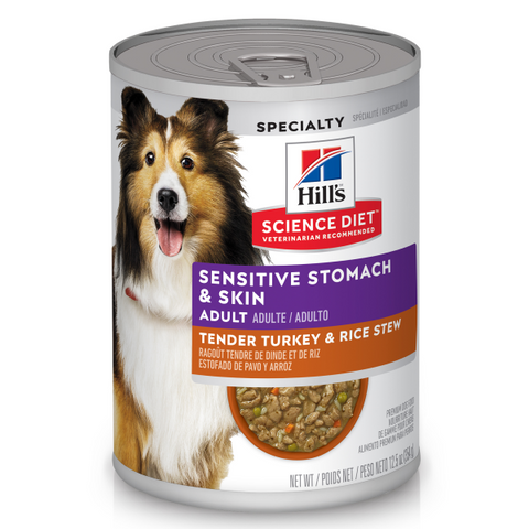 Hill's Science Diet Dog Adult SnstvStm&Sk Trk Entr 12.8oz