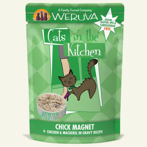 WERUVA CATS IN THE KITCHEN POUCH: "CHICK MAGNET" CHICKEN & MACKEREL IN GRAVY RECIPE