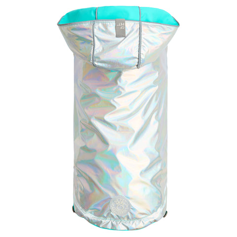 GF PET Reversible Raincoat - NEON AQUA WITH IRIDESCENT